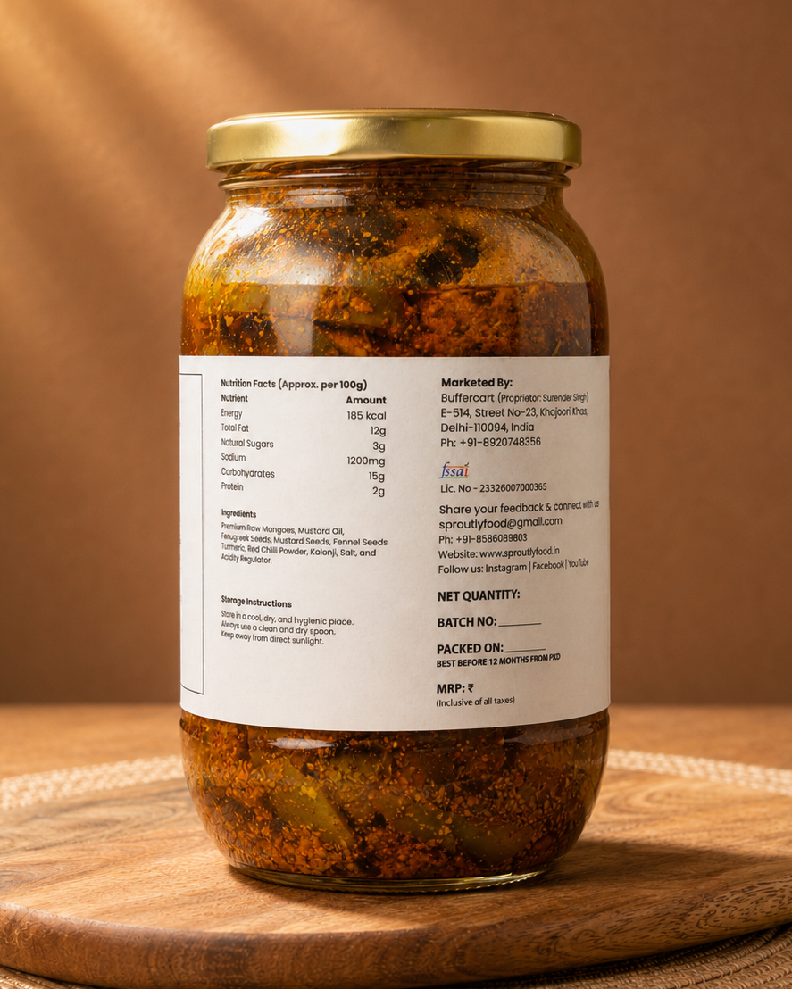 Jar of pickles with a label 
